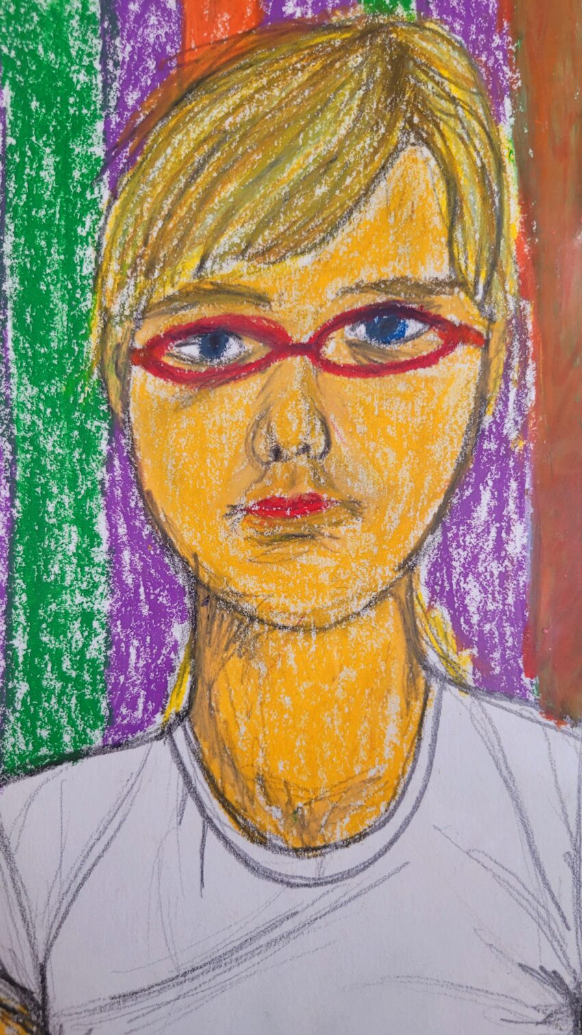 Selbstportrait mit Brille und Streifen – Bild 3