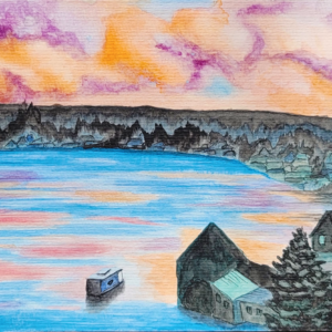 bucht in der dämmerung