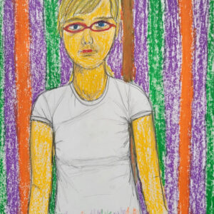 selbstportrait mit brille und streifen