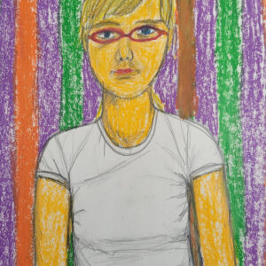 selbstportrait mit brille und streifen