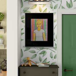 selbstportrait mit brille und streifen