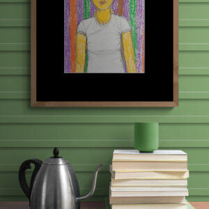 selbstportrait mit brille und streifen