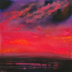 Sonnenuntergang am Meer in Pink & Lila